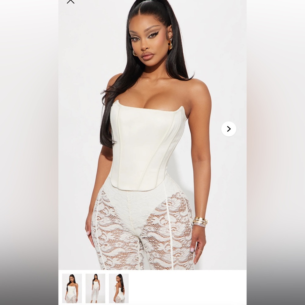 Fashion Nova Cream Satin Top